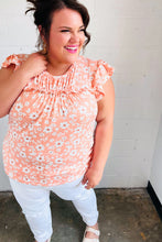 Load image into Gallery viewer, Peach Floral Print Frilled Short Sleeve Yoke Top