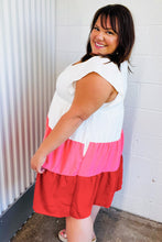 Load image into Gallery viewer, Peach & Cherry Red Tiered Frill Sleeve Midi Dress
