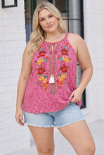 Load image into Gallery viewer, Boho Blooms Embroidered Halter Top in Fuchsia