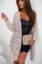 Load image into Gallery viewer, FASHION HOUSE- Khaki Hollow-out Openwork Knit Cardigan