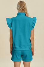 Load image into Gallery viewer, Full Size Texture Flounce Sleeve Top and Shorts Set- Double Take