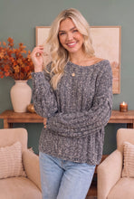 Load image into Gallery viewer, Rainy Weather Cable Knit Sweater in Heathered Purple