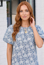 Load image into Gallery viewer, Something Blue Lace Textured Puff Sleeve Top