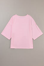 Load image into Gallery viewer, Light Pink Colorblock Star Patched Half Sleeve Oversized Tee