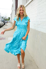 Load image into Gallery viewer, Find Love Blue Boho Print Flutter Sleeve Fit & Flare Dress