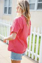Load image into Gallery viewer, Patriotic Red Fench Terry Plaid Star Patch Top
