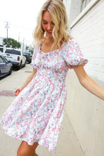 Load image into Gallery viewer, Lock Eyes Cream Floral Print Sweetheart Neck Fit & Flare Dress