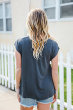 Load image into Gallery viewer, Charming In Charcoal Asymmetrical Shirred Modal Top