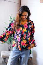 Load image into Gallery viewer, Bold and Blooming Bubble Sleeve Woven Blouse
