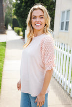 Load image into Gallery viewer, Adorable You Peach French Terry Lace Sleeve Top