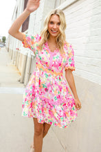 Load image into Gallery viewer, Beautiful You Rose Floral Print Ric Rack Trim Babydoll Dress