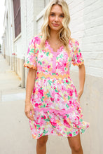 Load image into Gallery viewer, Beautiful You Rose Floral Print Ric Rack Trim Babydoll Dress