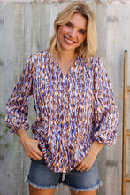 Load image into Gallery viewer, On A Wild Streak V Neck Fabric Button Detail Blouse