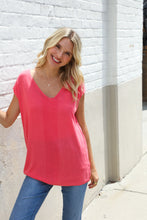 Load image into Gallery viewer, Summer Vibes Coral Relaxed Fit Jacquard Knitted Top