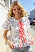 Load image into Gallery viewer, Feeling Femme Ivory Ribbon Bow Tie Folded Puff Sleeve Top