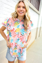 Load image into Gallery viewer, Eyes On You Ivory Abstract Print Frill Neck Double Flutter Sleeve Top