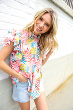 Load image into Gallery viewer, Eyes On You Ivory Abstract Print Frill Neck Double Flutter Sleeve Top