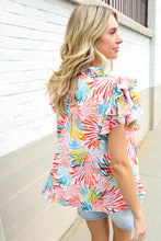 Load image into Gallery viewer, Eyes On You Ivory Abstract Print Frill Neck Double Flutter Sleeve Top