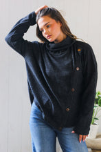 Load image into Gallery viewer, Buttoned Bliss Black Cozy Sweater