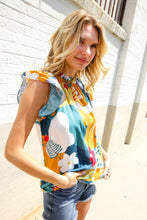 Load image into Gallery viewer, Be Bold Multicolor Abstract Print Flutter Sleeve Mock Neck Top