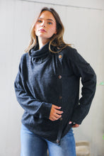Load image into Gallery viewer, Buttoned Bliss Black Cozy Sweater