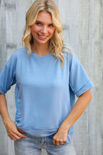 Load image into Gallery viewer, Look My Way Denim Hi-Lo French Terry Outseam Pullover