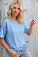 Load image into Gallery viewer, Look My Way Denim Hi-Lo French Terry Outseam Pullover