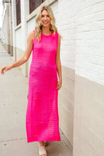 Load image into Gallery viewer, The Perfect Find Hot Pink Pointelle Sleeveless Side Slit Midi Coverup