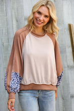 Load image into Gallery viewer, Lock Eyes Taupe & Animal Print Dolman Colorblock Terry Top