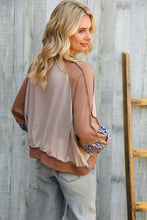 Load image into Gallery viewer, Lock Eyes Taupe & Animal Print Dolman Colorblock Terry Top