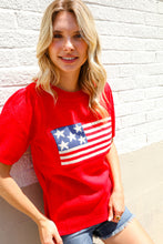 Load image into Gallery viewer, American Flag Bubble Short Sleeve Jacquard Sweater Knit Pullover