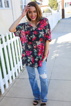 Load image into Gallery viewer, The Perfect Find Black Multicolor Floral Crochet V Neck Top