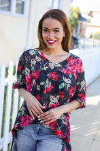 Load image into Gallery viewer, The Perfect Find Black Multicolor Floral Crochet V Neck Top