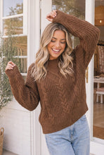 Load image into Gallery viewer, October Kiss Cable Knit Sweater in Warm Mocha