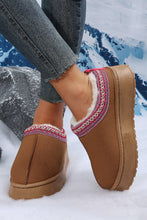 Load image into Gallery viewer, Chestnut Suede Contrast Print Plush Lined Snow Boots