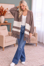 Load image into Gallery viewer, Borrow my Sweater Fringe Cardigan in Mocha