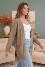 Load image into Gallery viewer, Cozy Days Ahead Open Knit Cardigan in Taupe