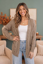 Load image into Gallery viewer, Cozy Days Ahead Open Knit Cardigan in Taupe