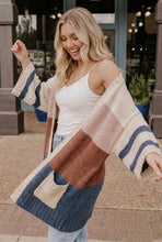 Load image into Gallery viewer, Back to School Knit Cardigan in Navy and Mauve