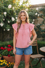 Load image into Gallery viewer, Sweet Strawberry Ruffle Flutter Top