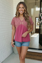 Load image into Gallery viewer, Berry Sweet Stripe Texture Top