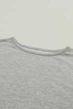 Load image into Gallery viewer, DEAR LOVE- Grey Crinkle Splicing Raw Hem High Low Oversized Blouse