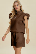 Load image into Gallery viewer, Full Size Texture Flounce Sleeve Top and Shorts Set- Double Take