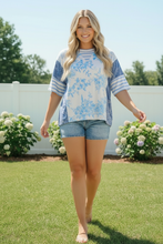 Load image into Gallery viewer, Blue Toile Mixed Print Oversized Tee