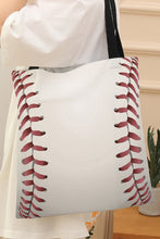 Load image into Gallery viewer, White Baseball Print Canvas Tote Bag
