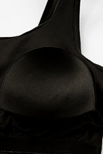 Load image into Gallery viewer, Black Square Neck Sleeveless Fashion Print Tankini Set