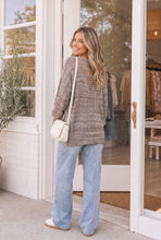 Load image into Gallery viewer, Throw it On Mocha/Grey Knit Sweater
