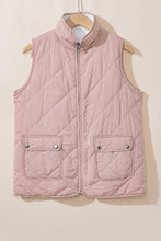Load image into Gallery viewer, Pink Fleece Lined Quilted Vest Coats