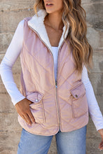 Load image into Gallery viewer, Pink Fleece Lined Quilted Vest Coats