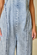 Load image into Gallery viewer, Beau Blue Light Wash Frayed Exposed Seam Wide Leg Denim Overall